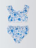 John Lewis Kids' Under The Sea Print Frill Bikini, Blue