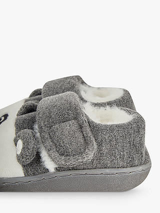 JoJo Maman Bébé Panda Easy-On Slipper Shoes, Grey Marl/Multi