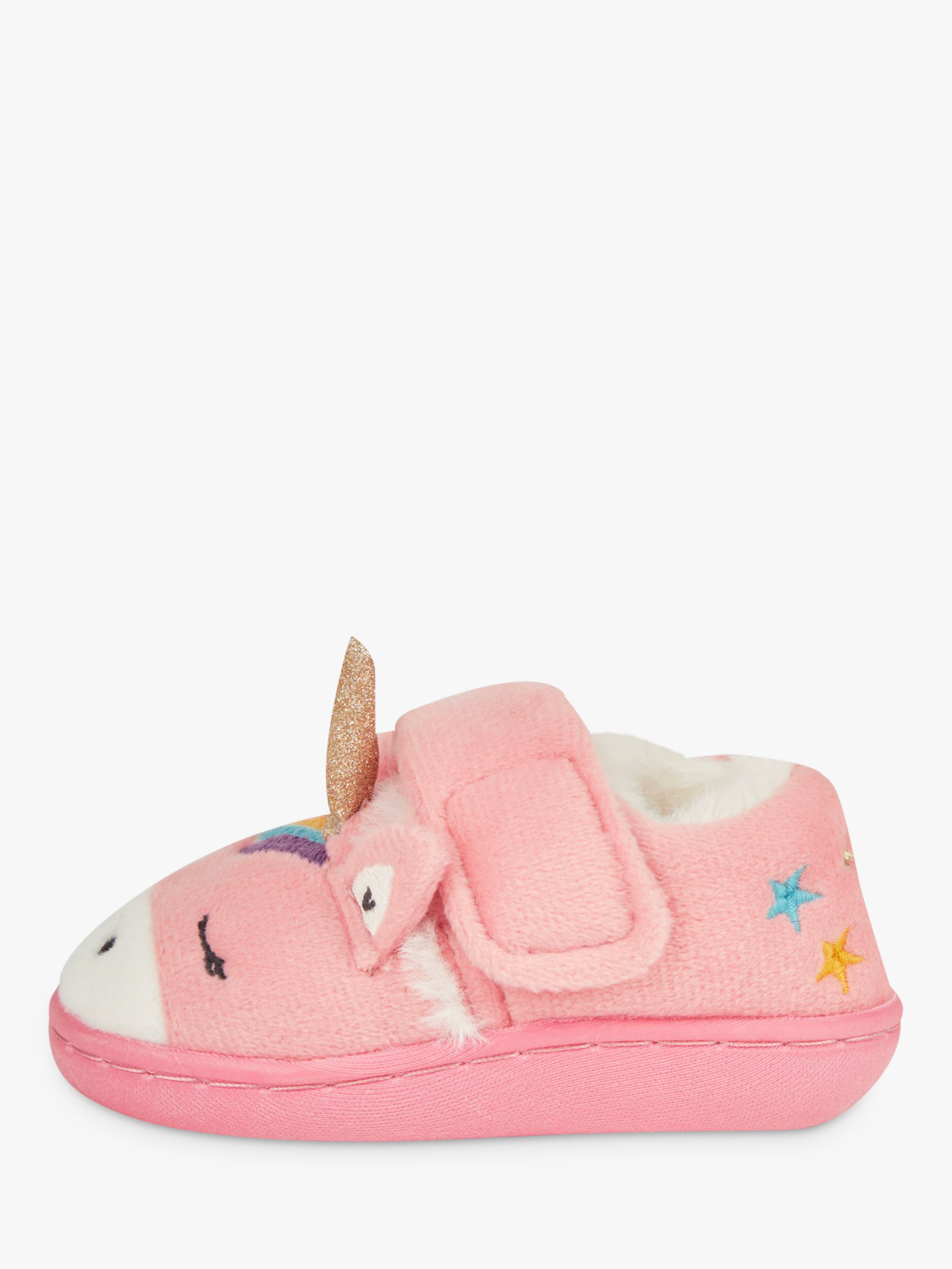 JoJo Maman Bébé Unicorn Easy-On Slipper Shoes, Pink/Multi, 0-6 months
