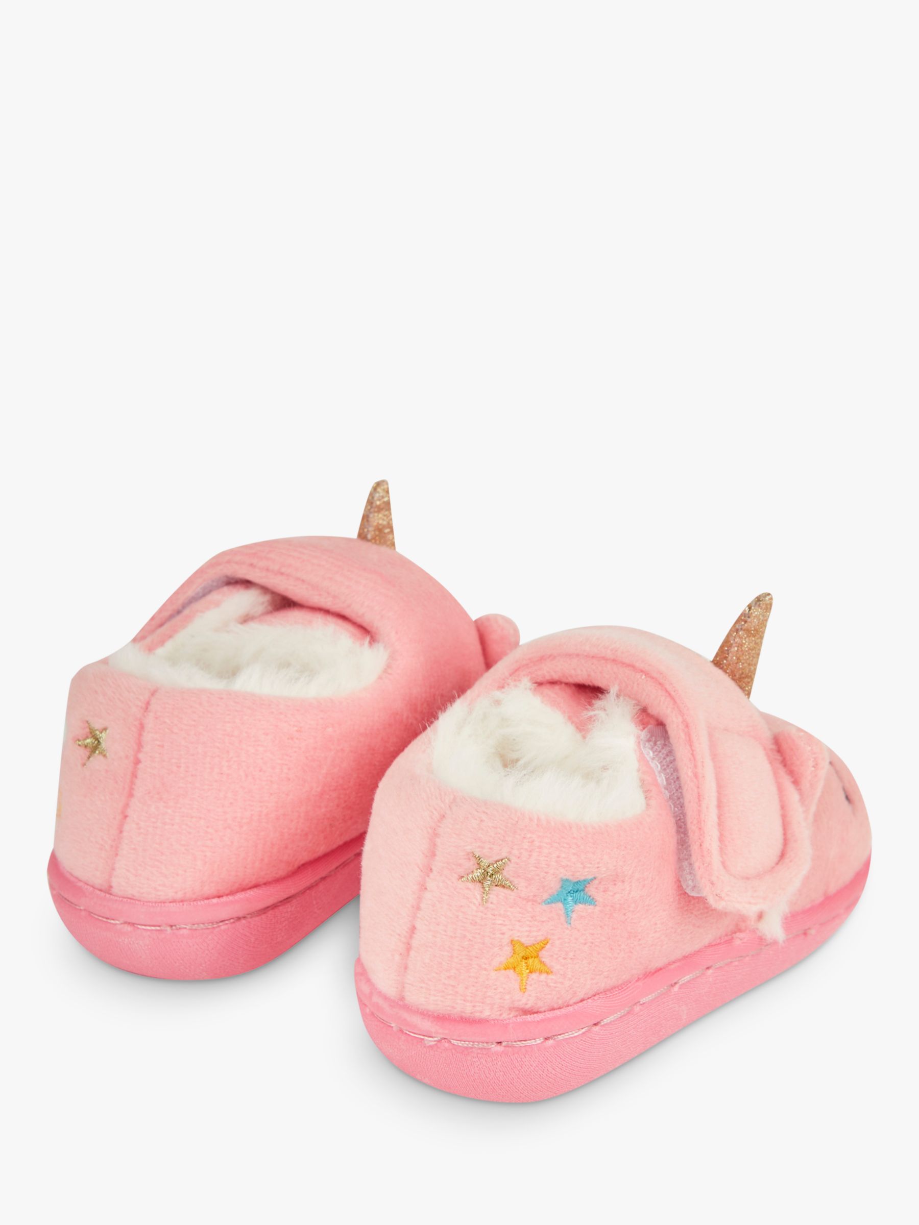 JoJo Maman Bébé Unicorn Easy-On Slipper Shoes, Pink/Multi, 0-6 months