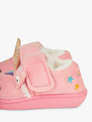 JoJo Maman Bébé Unicorn Easy-On Slipper Shoes, Pink/Multi