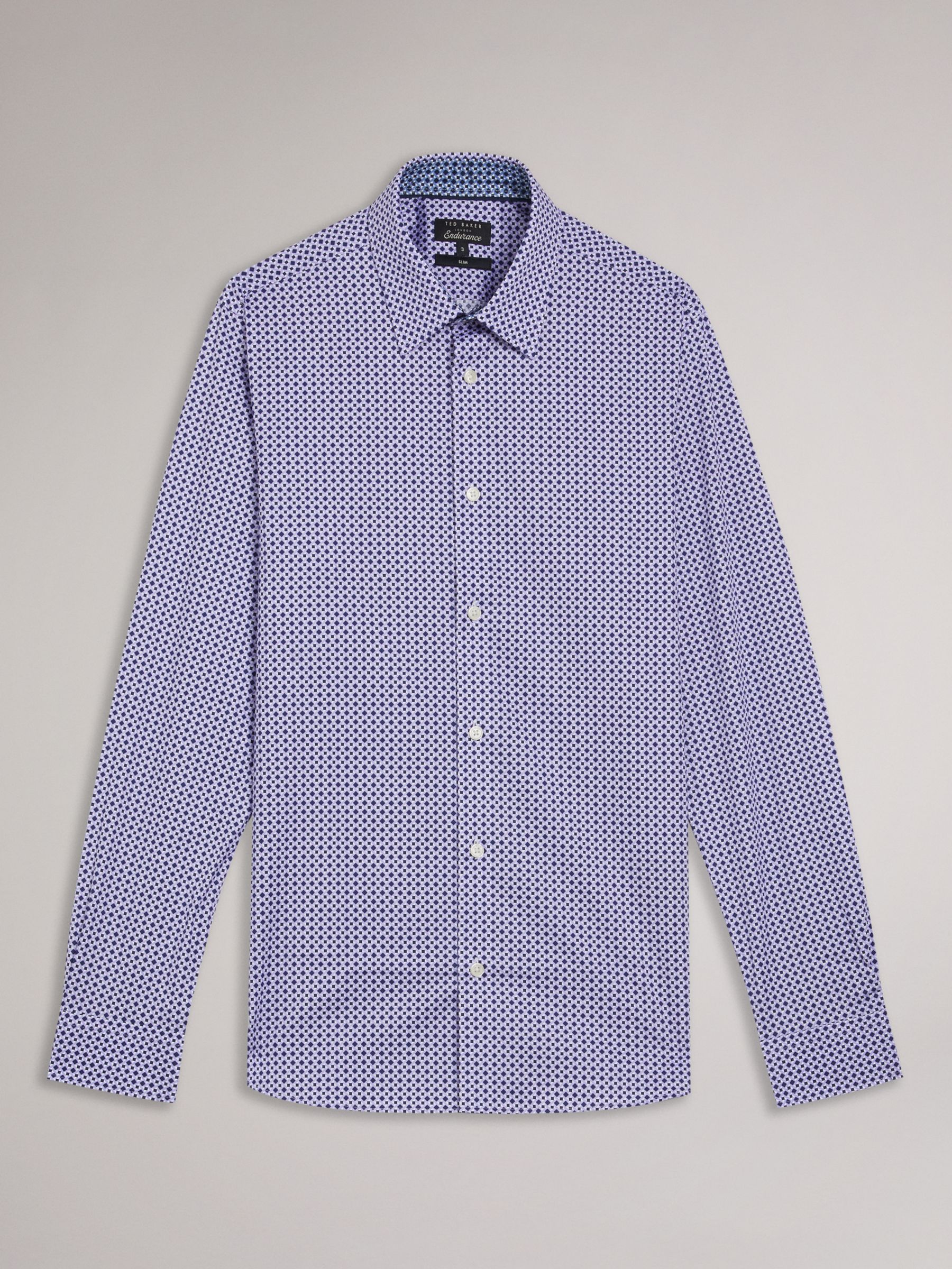 Buy Ted Baker Malones Long Sleeve Bi-Stretch Star Geo Shirt, Blue/Multi Online at johnlewis.com