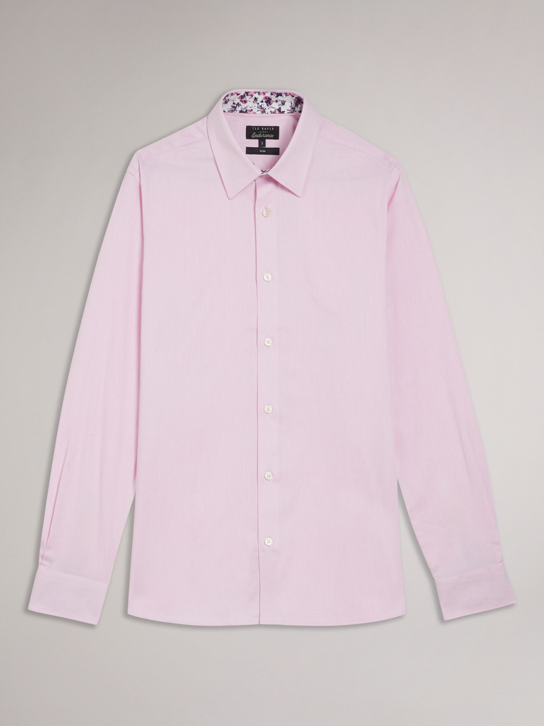 Ted Baker Ildaton Long Sleeve Bi-Stretch Herringbone Shirt, Light Pink, M