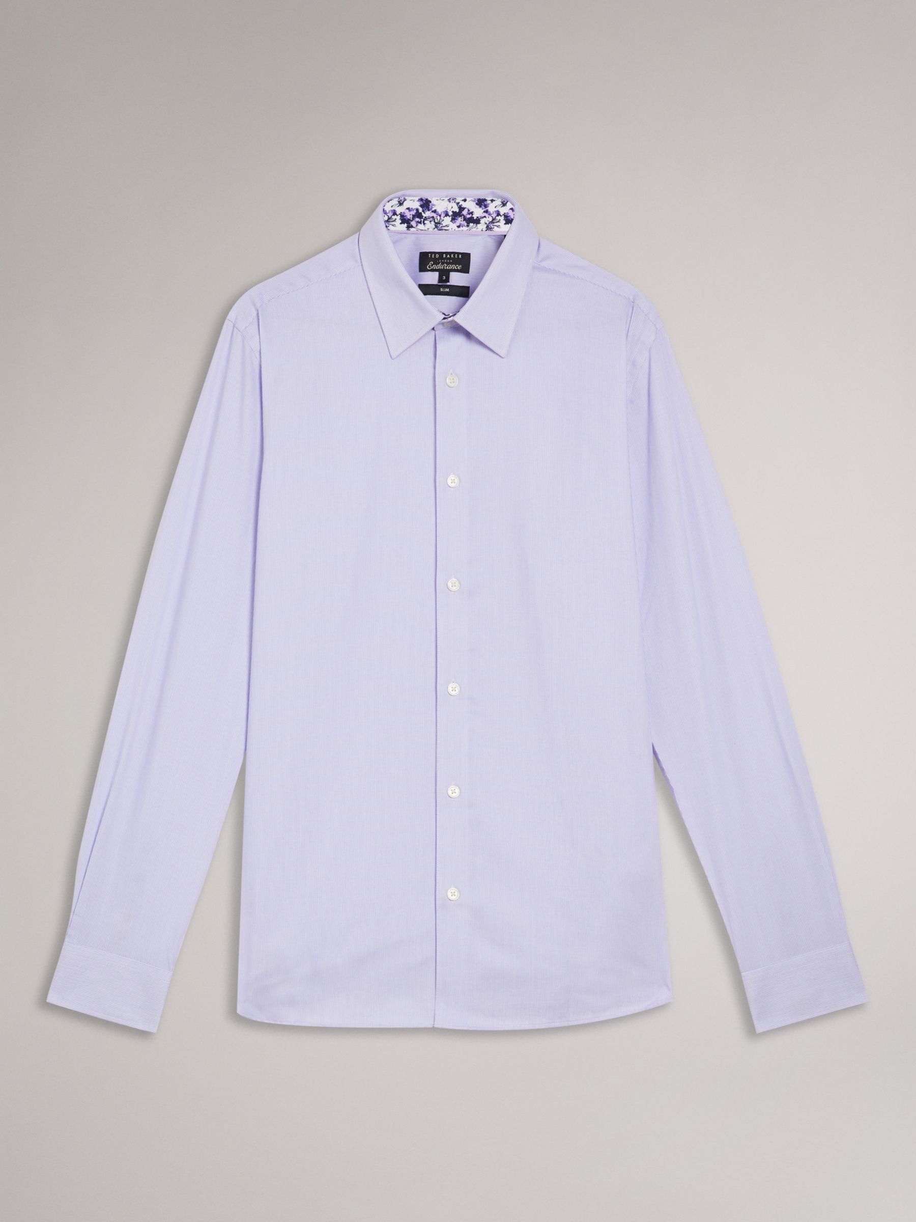 Buy Ted Baker Long Sleeve Bi-Stretch Fine Stripe Shirt, Light Purple Online at johnlewis.com