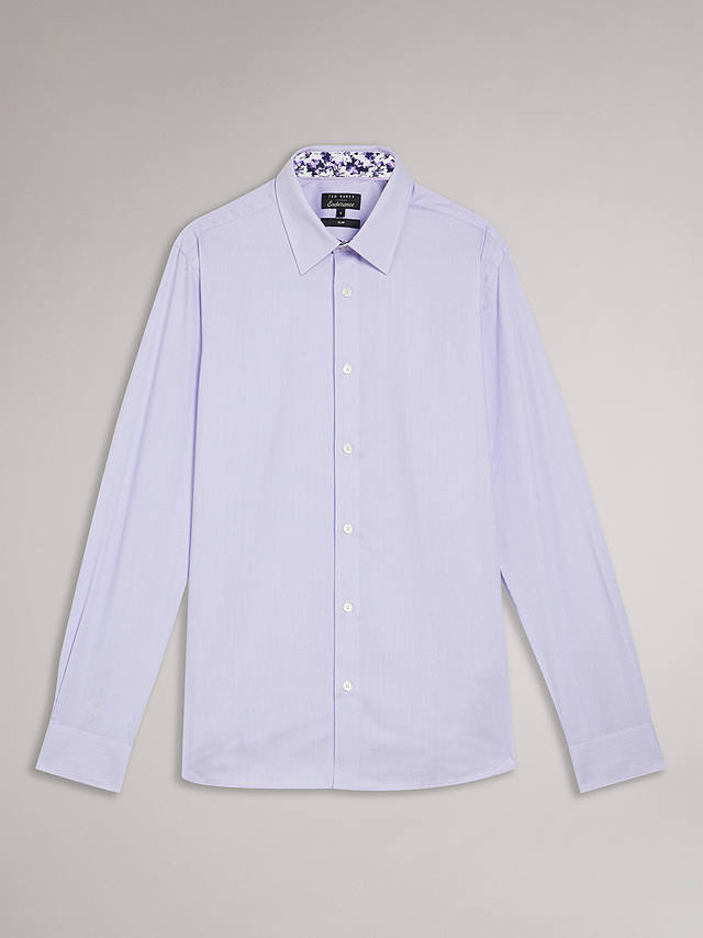 Ted Baker Long Sleeve Bi-Stretch Fine Stripe Shirt, Light Purple