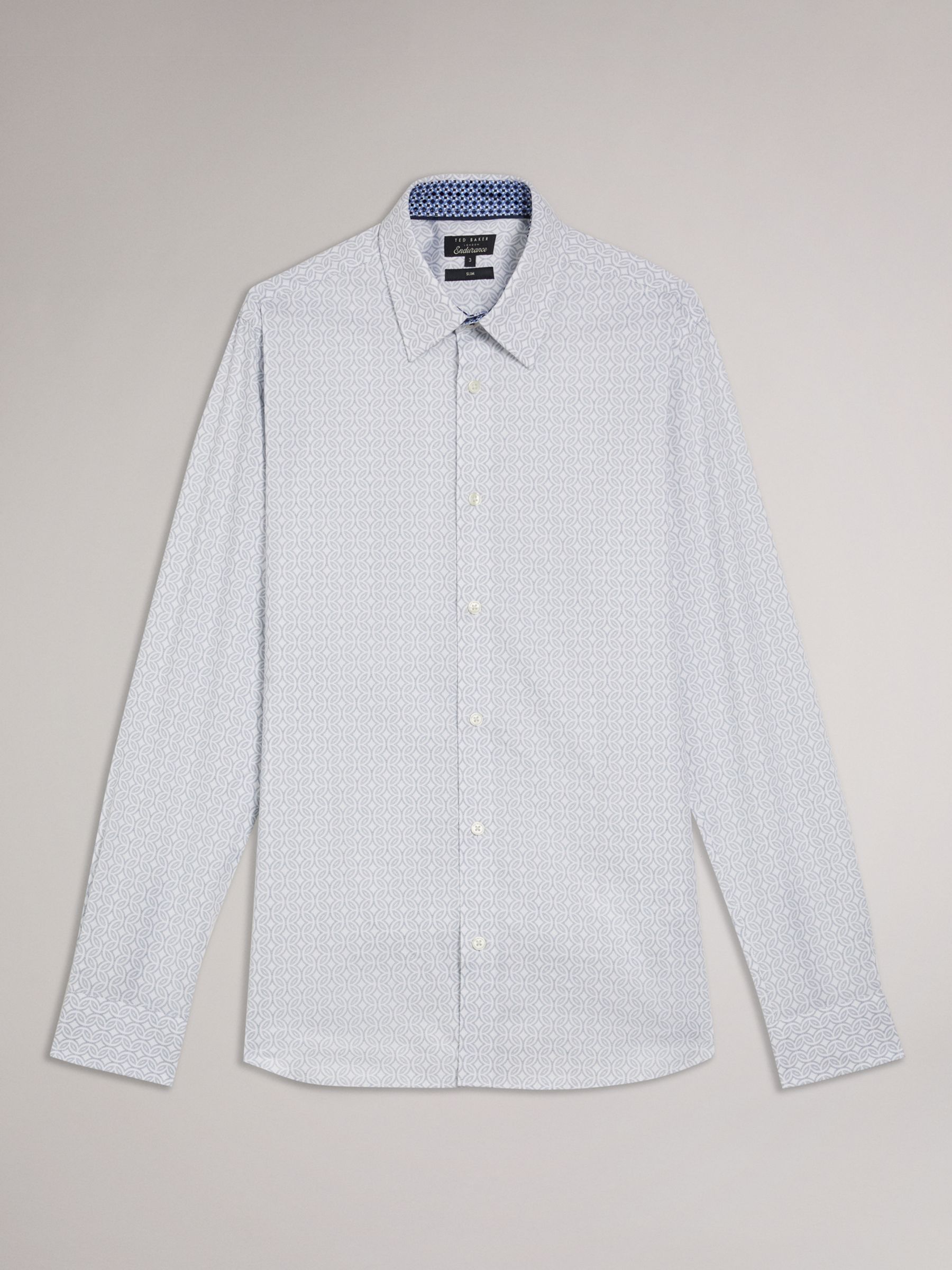 Buy Ted Baker Cressy Long Sleeve Bi-Stretch Circle Geo Shirt, White Online at johnlewis.com