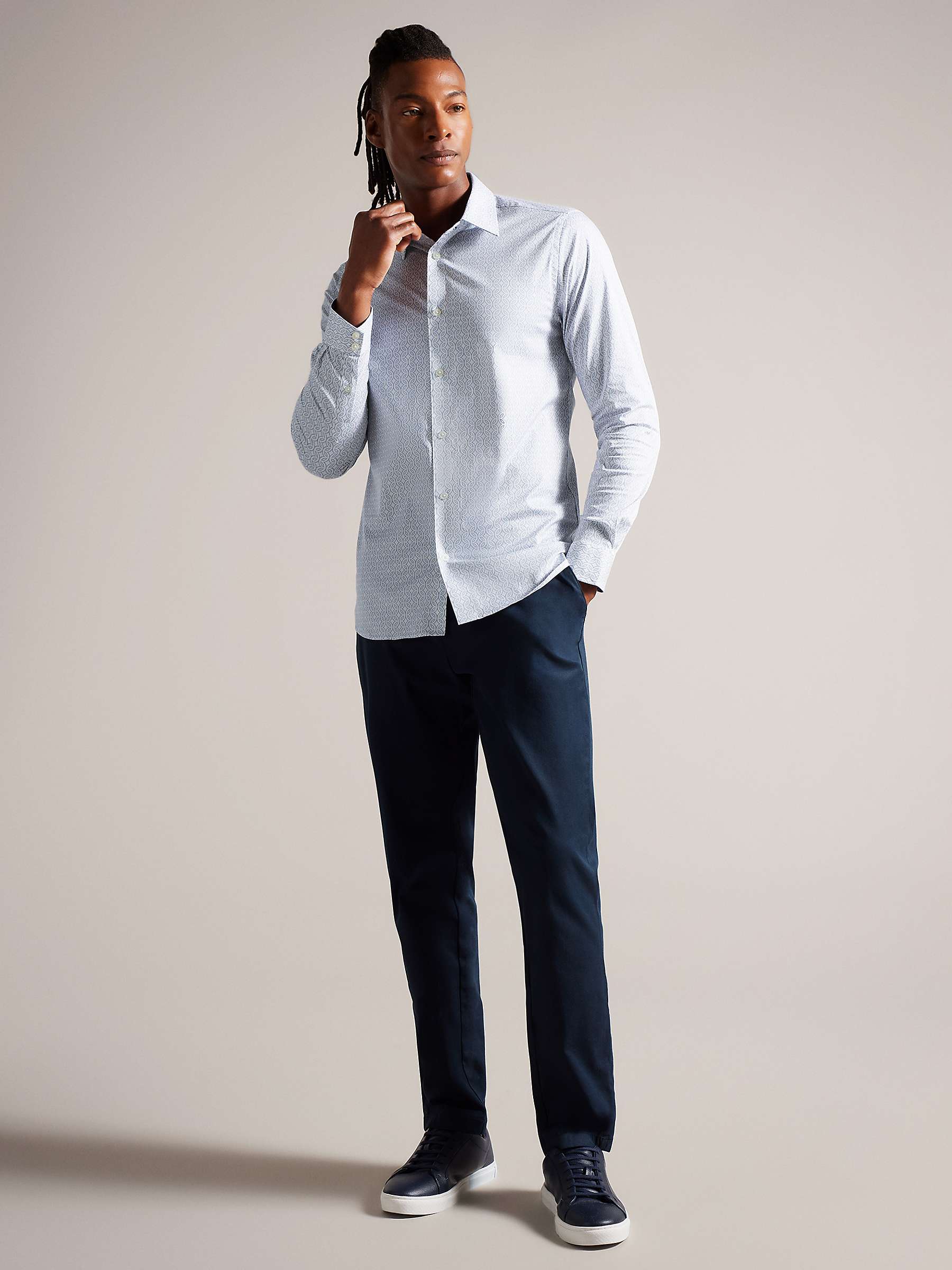 Buy Ted Baker Cressy Long Sleeve Bi-Stretch Circle Geo Shirt, White Online at johnlewis.com