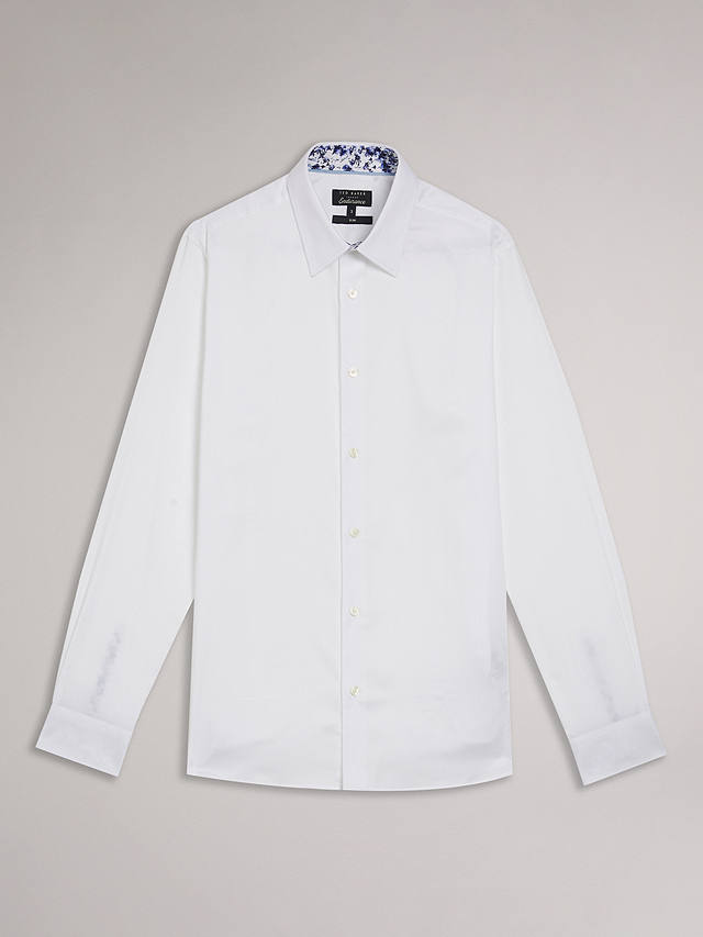 Ted Baker Ildaton Long Sleeve Bi-Stretch Herringbone Shirt, White