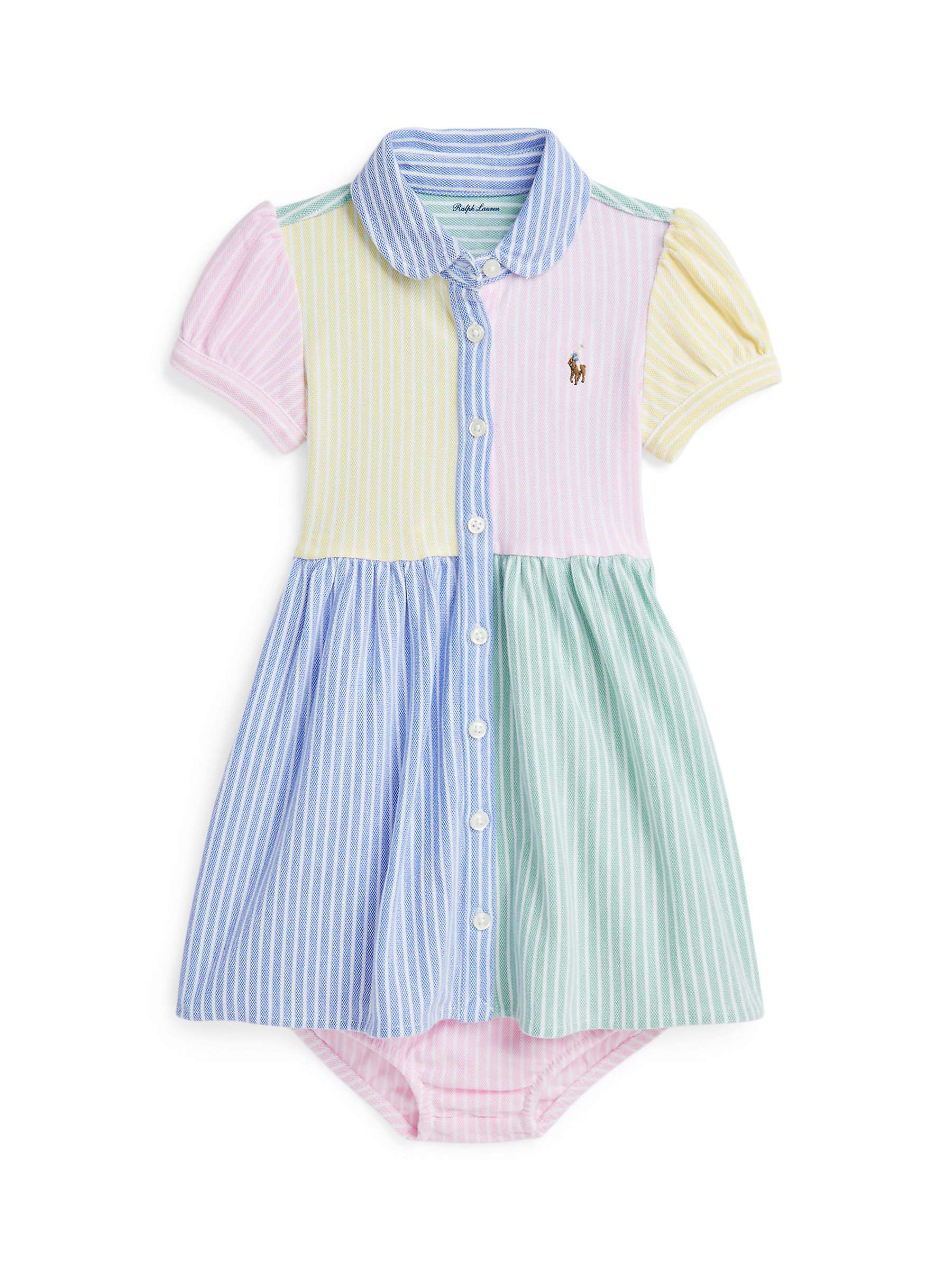 Buy Ralph Lauren Baby Day Colour Block Stripe Shirt Dress & Bloomer Set, Celadon/Multi Online at johnlewis.com
