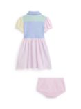 Ralph Lauren Baby Day Colour Block Stripe Shirt Dress & Bloomer Set, Celadon/Multi