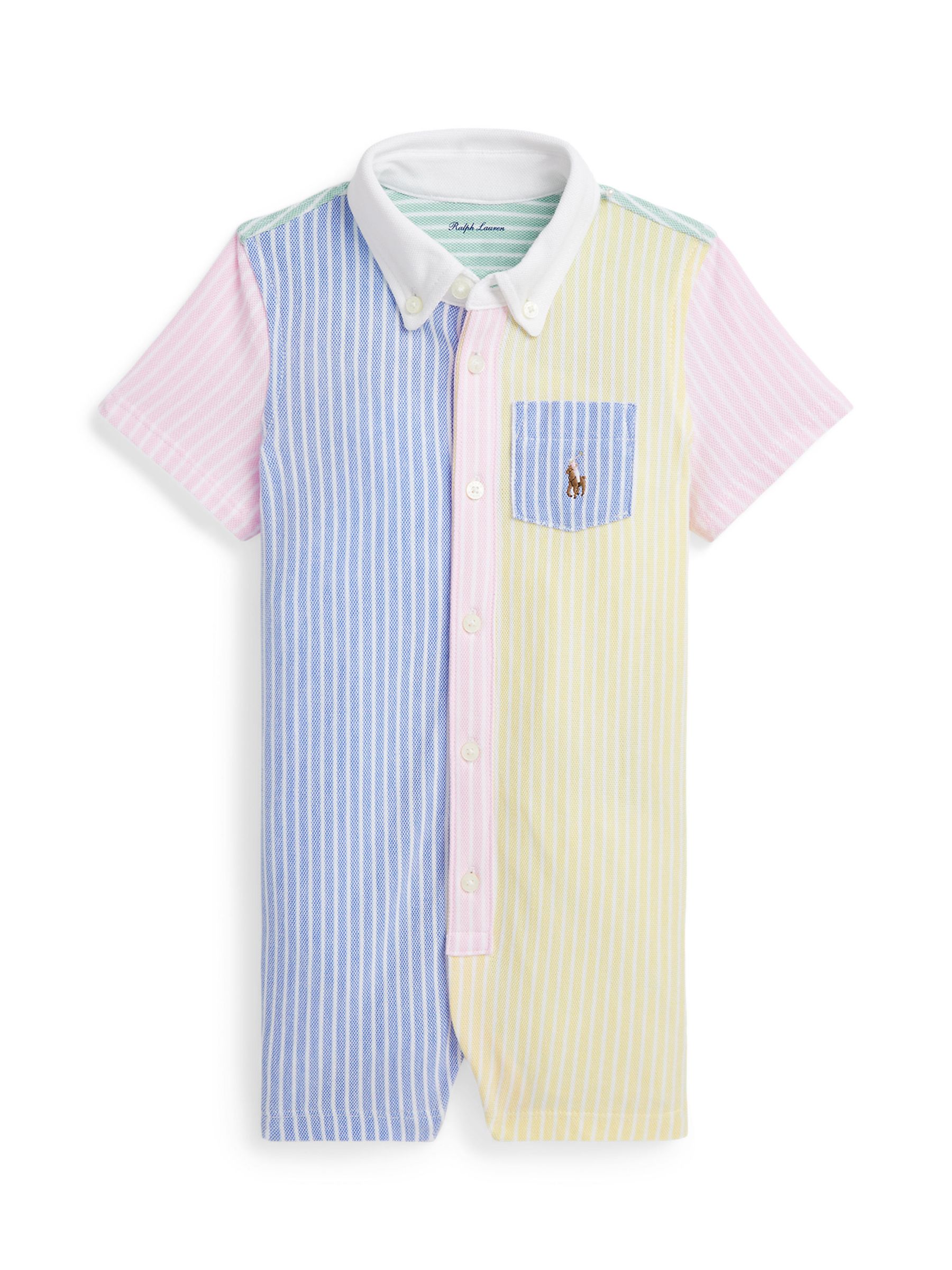 Ralph Lauren Kids striped colourblock shirt - Blue