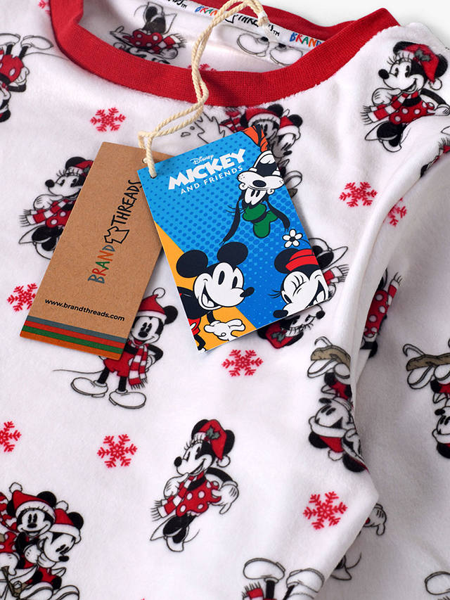 Brand Threads Boys' Mickey Mouse & Friends Christmas Fleece Pyjamas, Cream