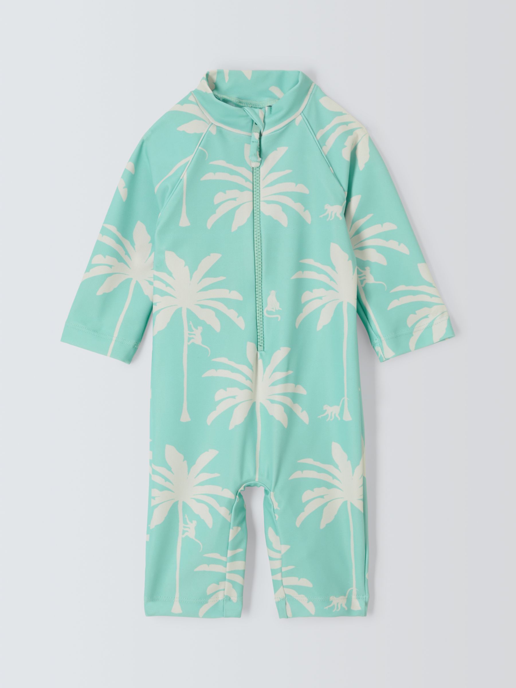 John Lewis Baby Family Palm Tree Sunpro Swimsuit, Green, 12-18 months