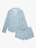 myza Leopard Organic Cotton Short Pyjamas, Blue