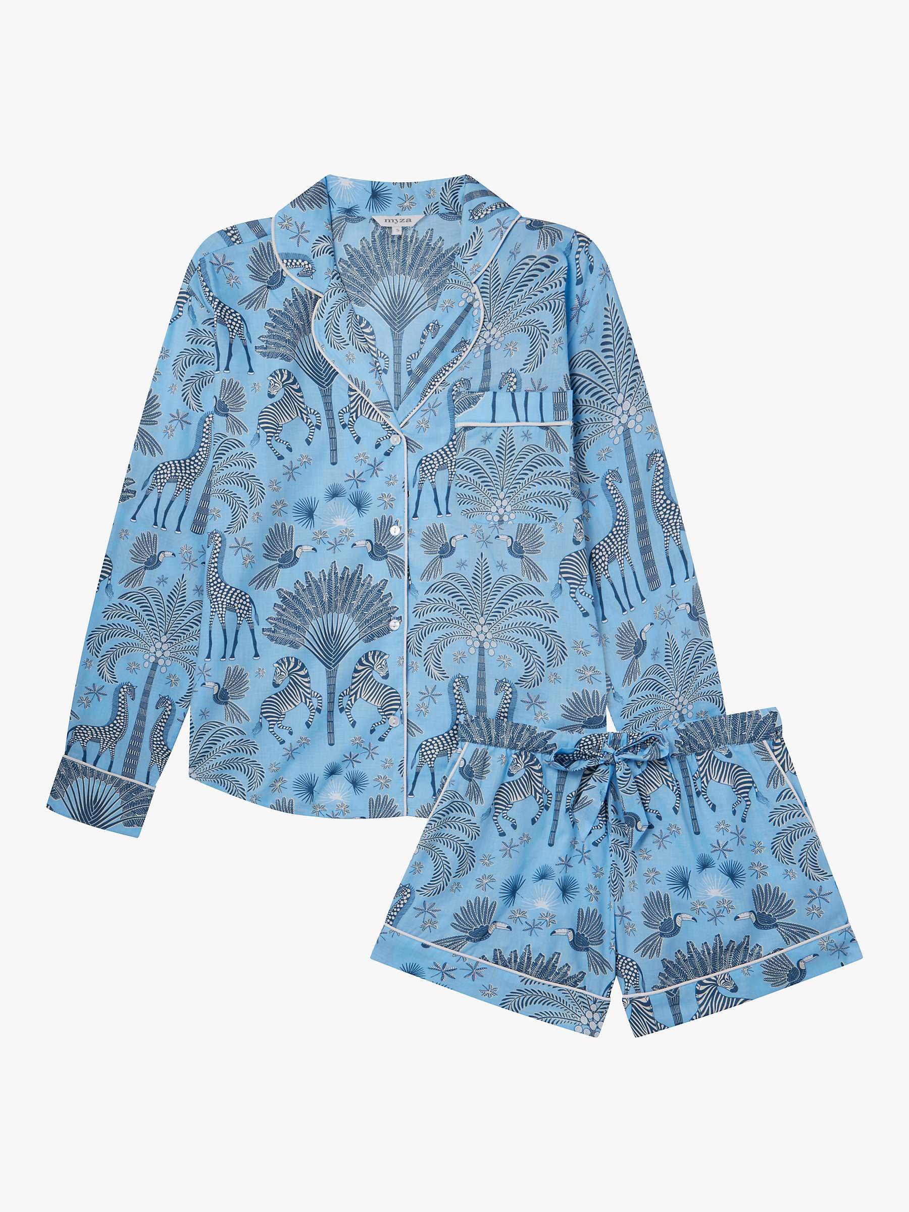 Buy myza Favourite Travel Organic Cotton Short Pyjamas, Blue Online at johnlewis.com