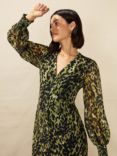 Ro&Zo Petite Leopard Print V-Neck Midi Dress, Multi