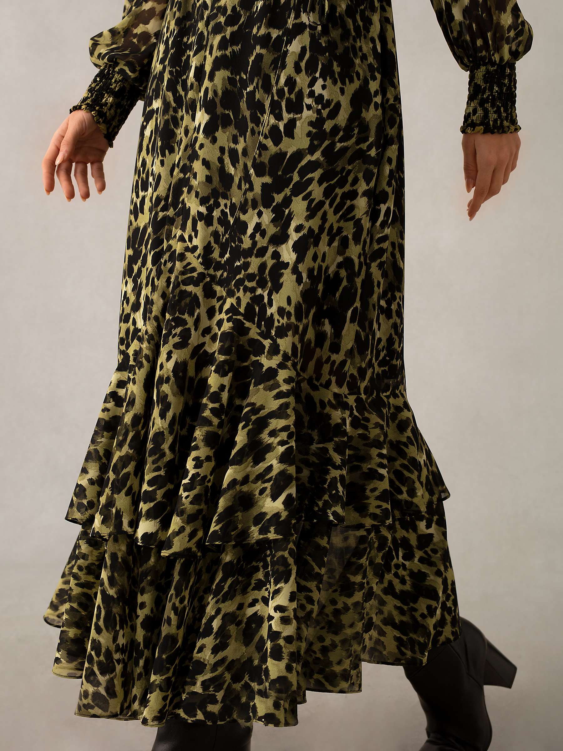 Buy Ro&Zo Soft Leopard V-Neck Maxi Dress, Green/Multi Online at johnlewis.com