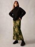Ro&Zo Soft Leopard Print Bias Cut Midi Skirt, Black/Multi
