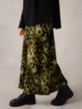 Ro&Zo Soft Leopard Print Bias Cut Midi Skirt, Black/Multi
