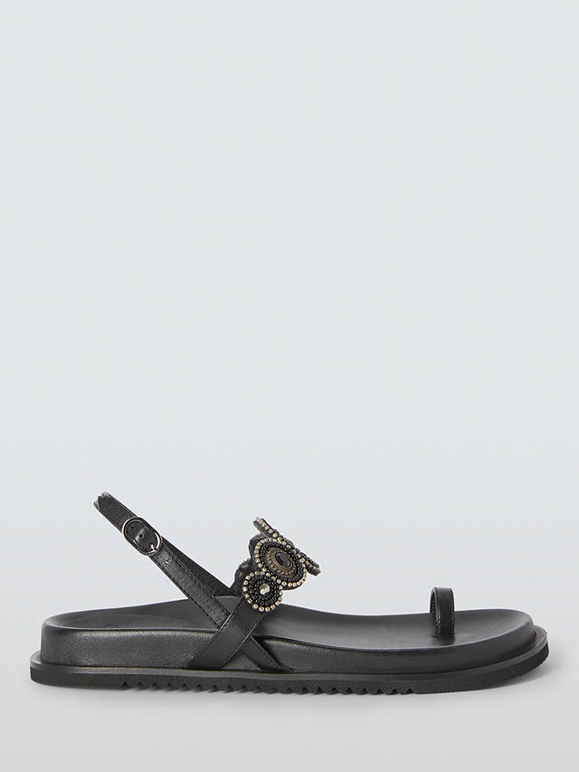 AND/OR Lyla Leather Beaded Toe Loop Sandals, Black