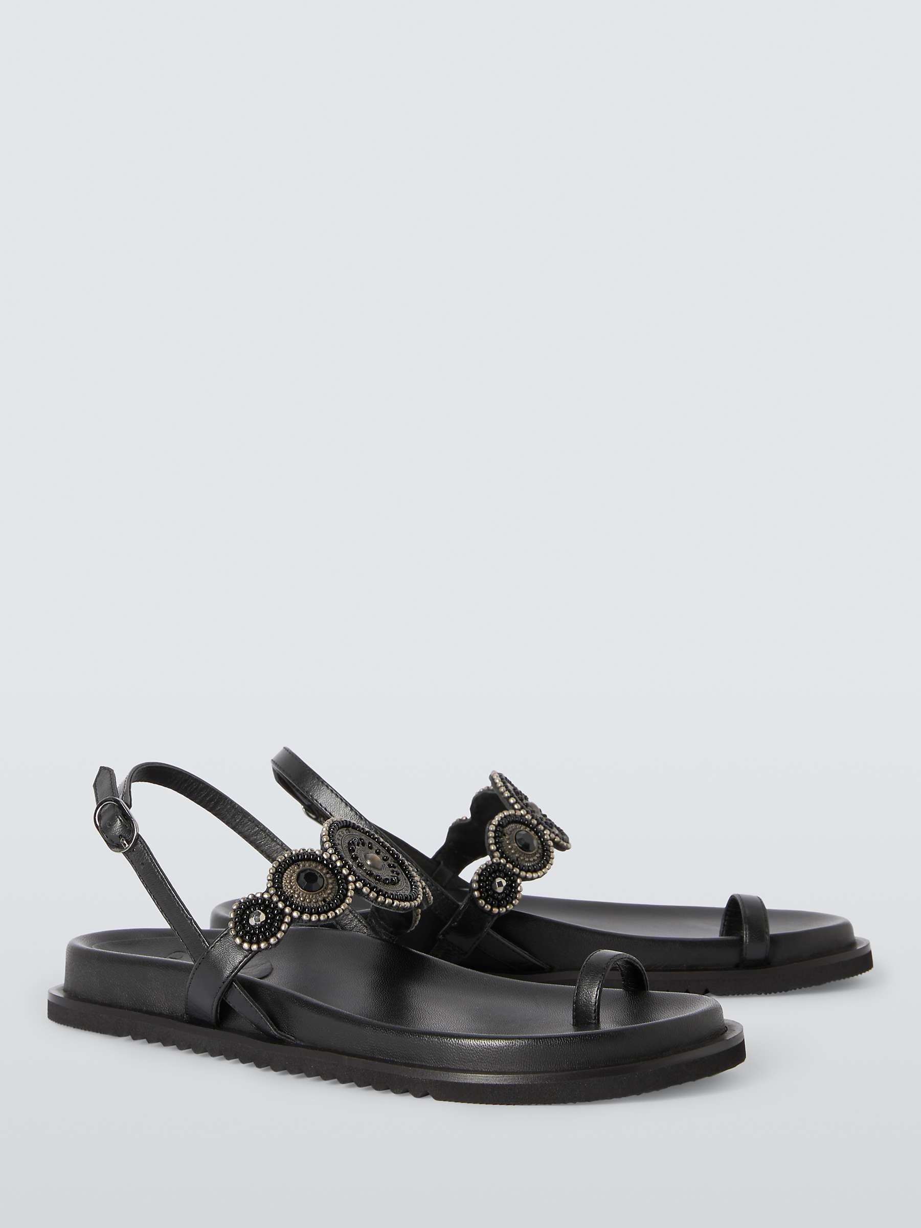 Buy AND/OR Lyla Leather Beaded Toe Loop Sandals, Black Online at johnlewis.com