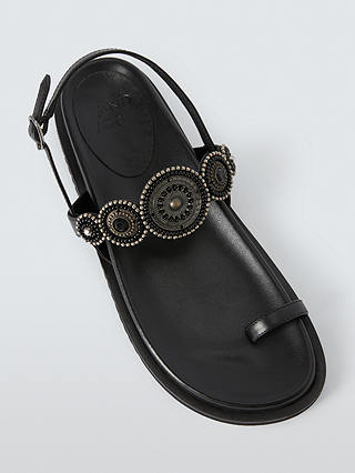 AND/OR Lyla Leather Beaded Toe Loop Sandals, Black
