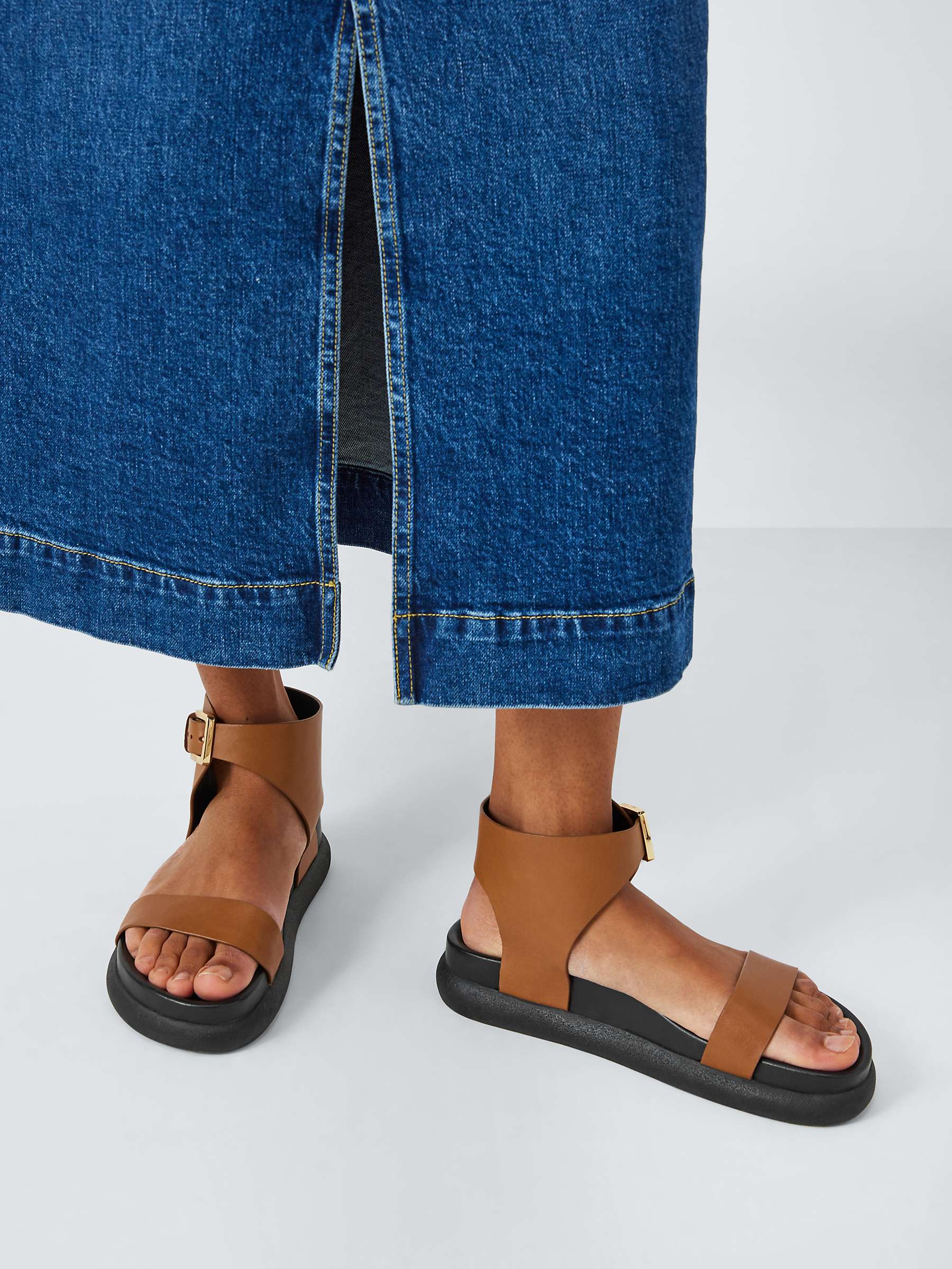 Buy John Lewis Lordie Leather Chunky Big Strap Footbed Sandals, Tan Online at johnlewis.com