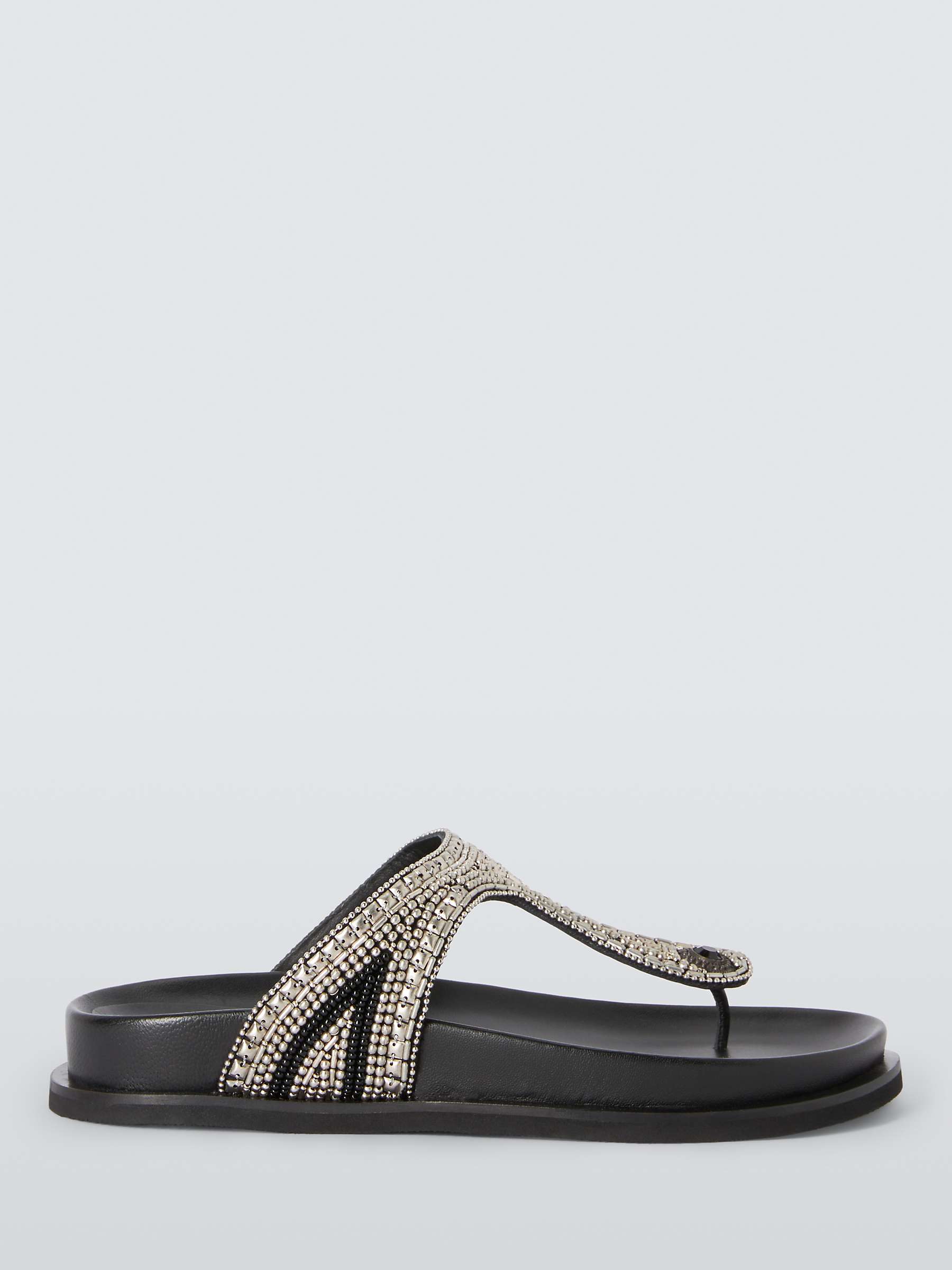 Buy AND/OR Lille Leather Beaded Toe Post Sandals, Black Online at johnlewis.com