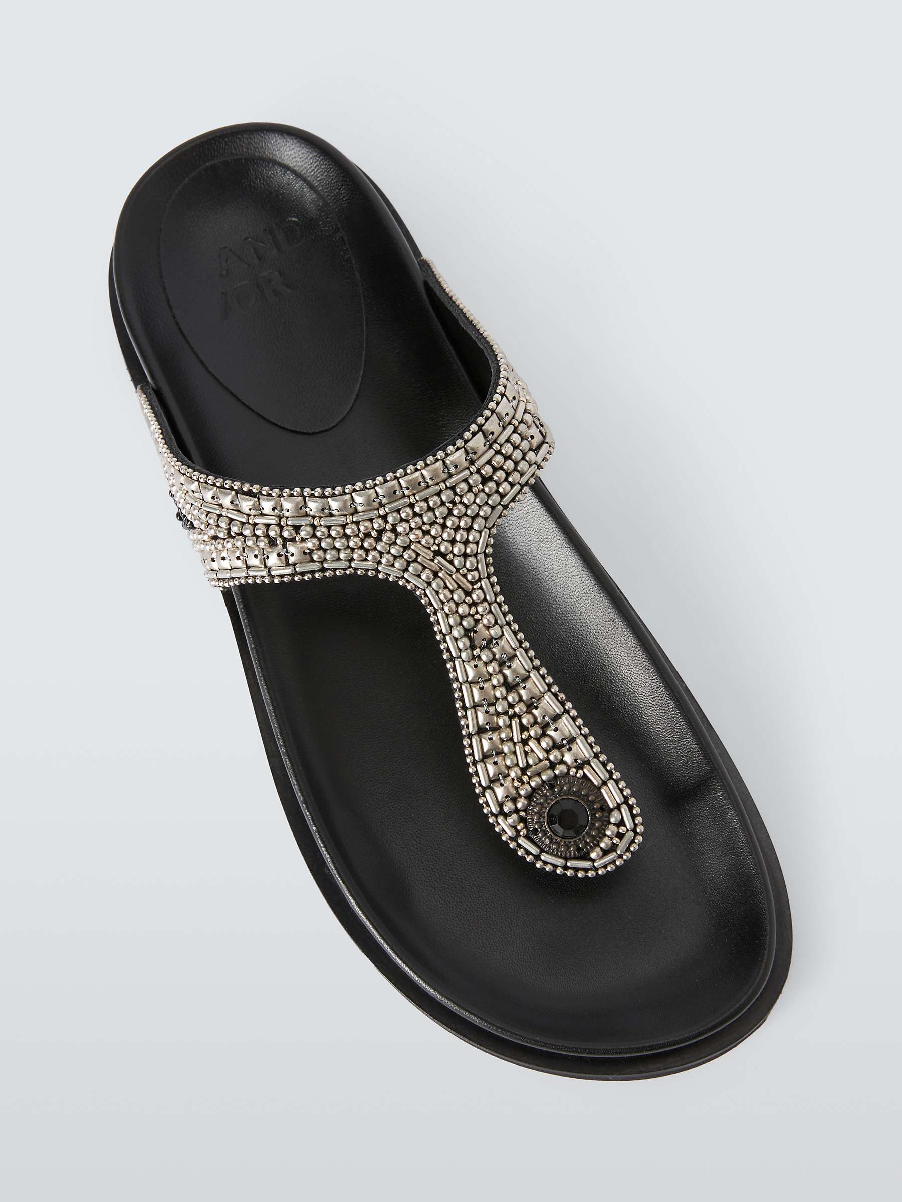 Buy AND/OR Lille Leather Beaded Toe Post Sandals, Black Online at johnlewis.com