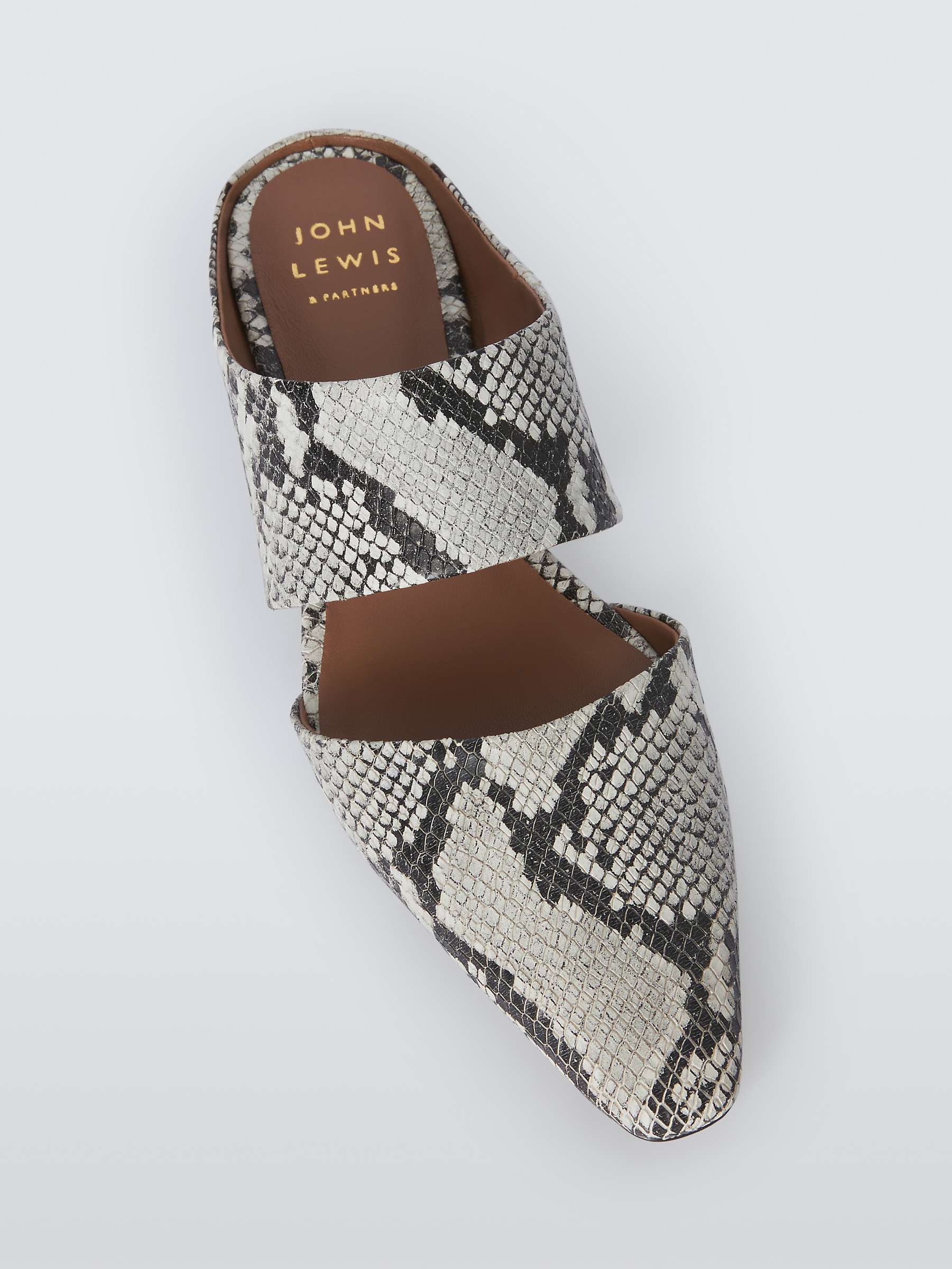 Buy John Lewis Herr Leather Chisel Toe Slip On Mules, Grey/Snake Online at johnlewis.com