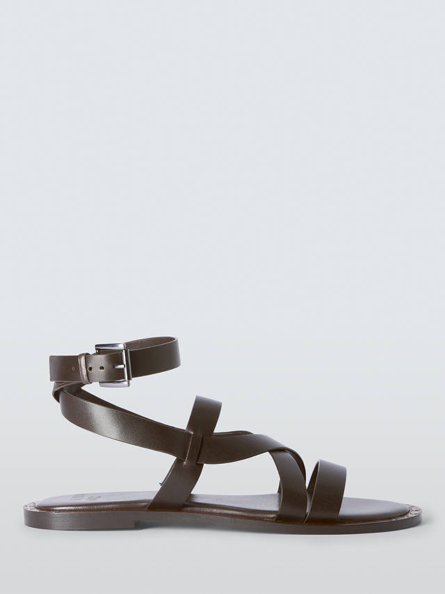 AND/OR Lars Leather Studded Rand Leather Strap Sandals, Chocolate