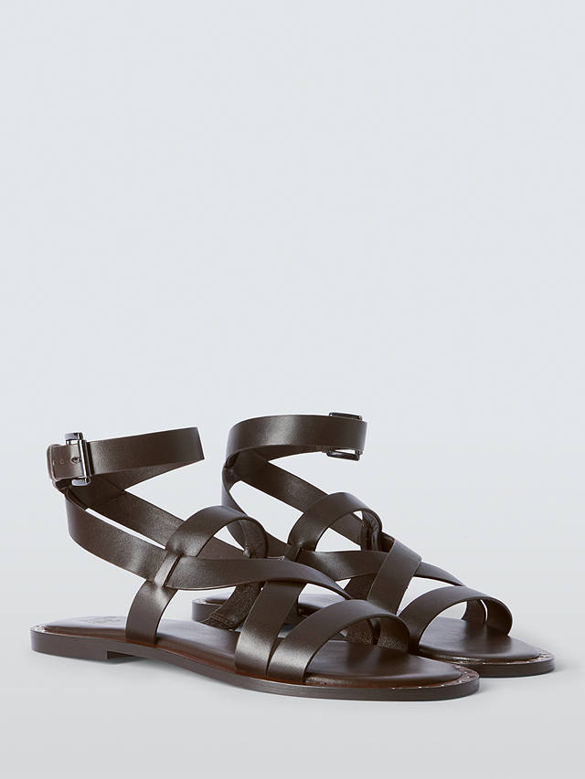 AND/OR Lars Leather Studded Rand Leather Strap Sandals, Chocolate