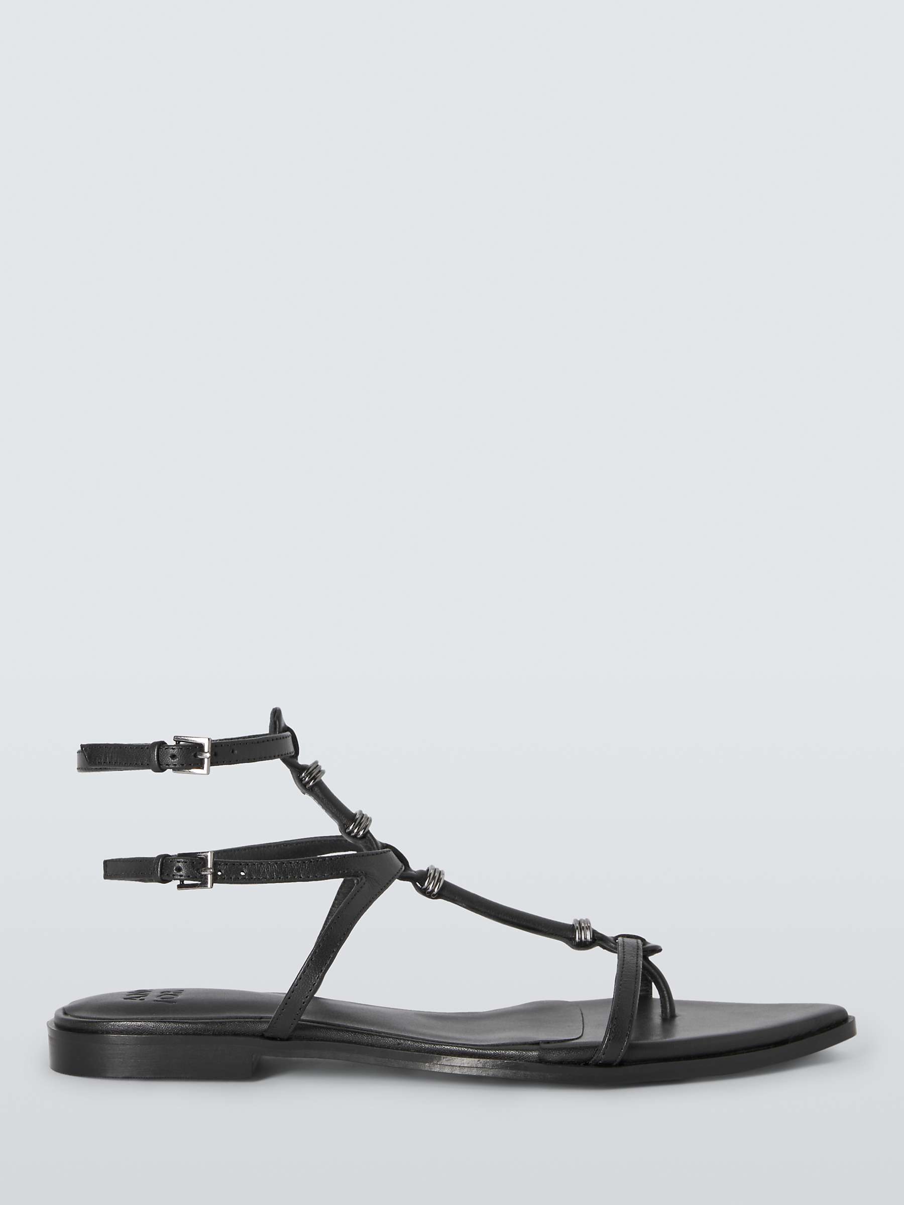 Buy AND/OR Nixie Leather T-Bar Pointed Flat Sandals, Black Online at johnlewis.com