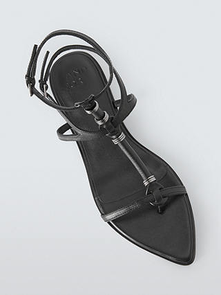 AND/OR Nixie Leather T-Bar Pointed Flat Sandals, Black