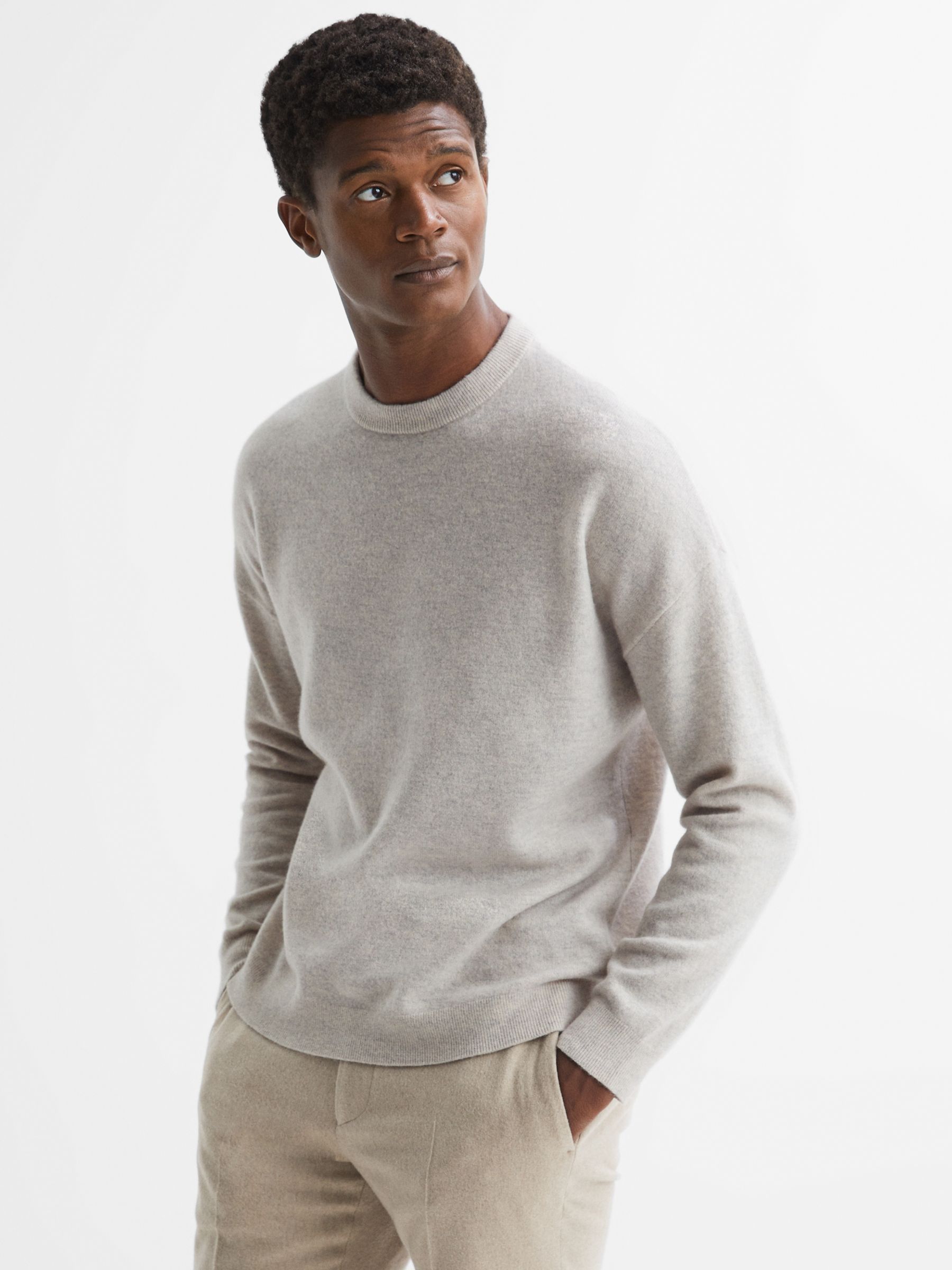 ASOS DESIGN muscle fit waffle knit sweater in oatmeal