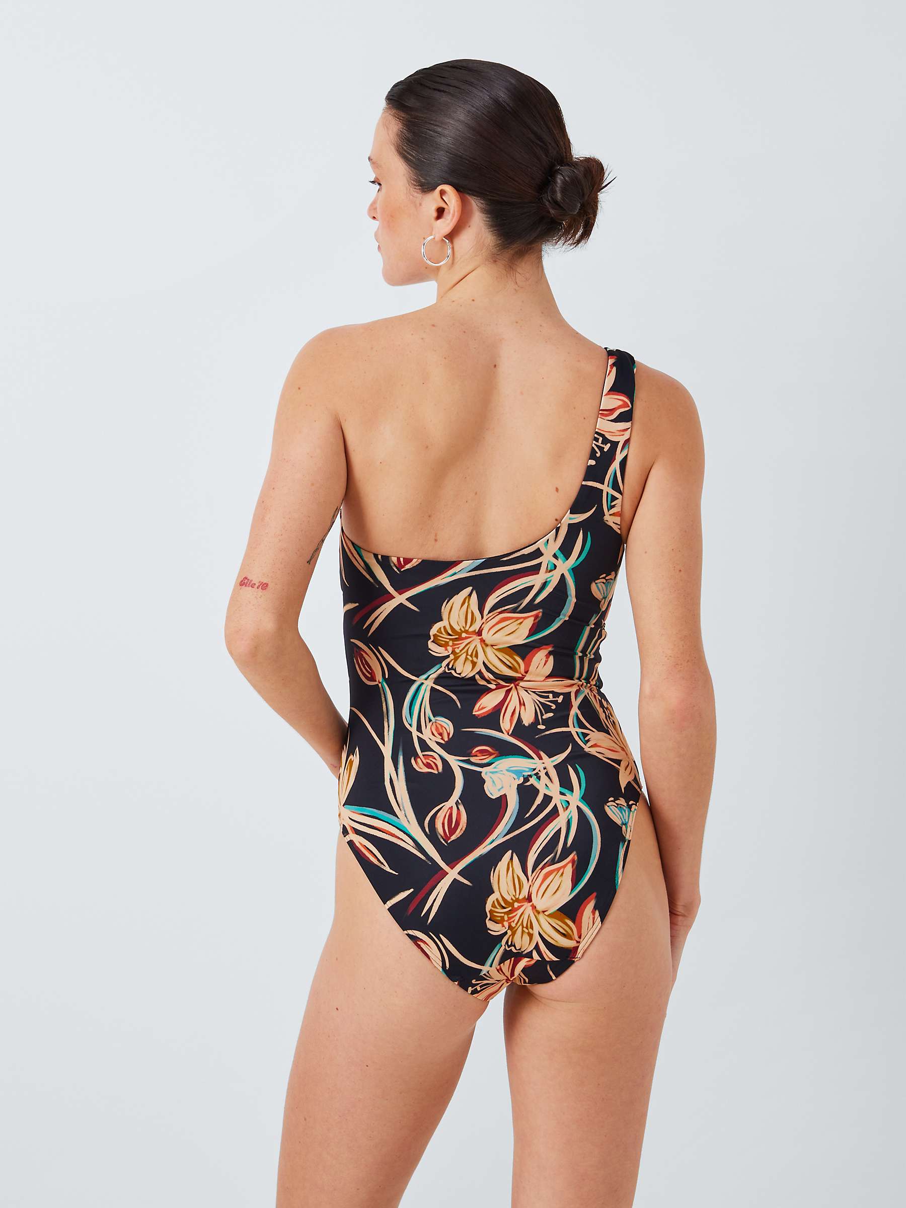 Buy John Lewis Ios Floral One Shoulder Swimsuit, Black/Multi Online at johnlewis.com