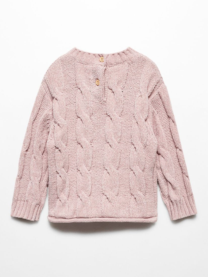 Mango Baby Noa Cable Knit Jumper, Pastel Pink at John Lewis & Partners