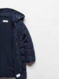 Mango Kids' Carmina Long Quilted Coat, Navy