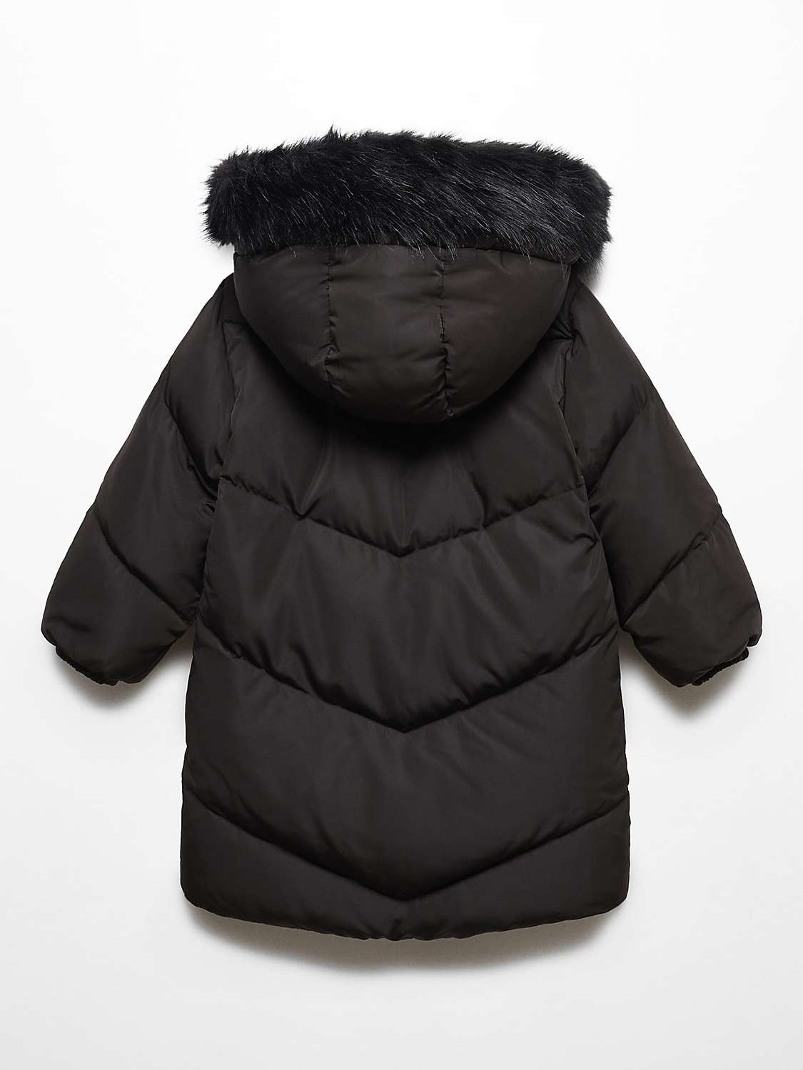 Buy Mango Kids' Nacha Faux Fur Quilted Coat, Black Online at johnlewis.com
