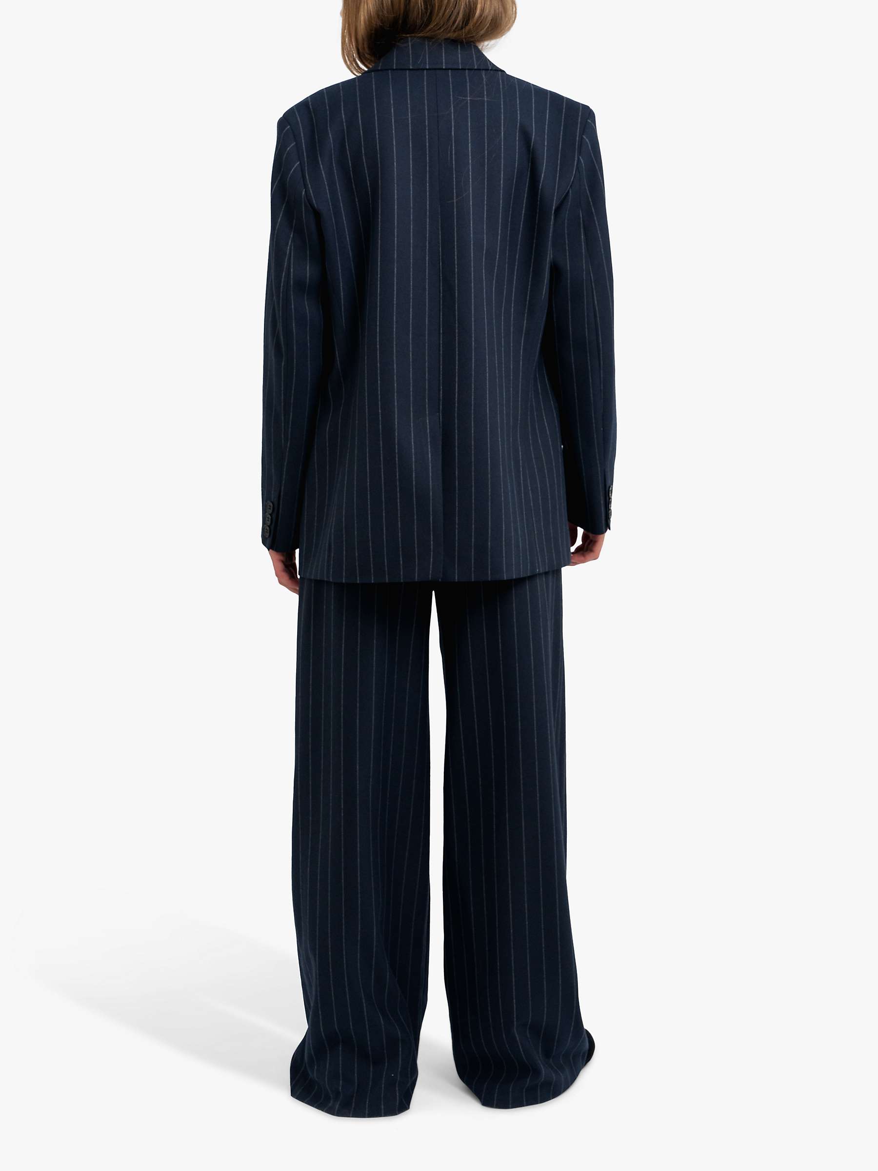 Buy Lollys Laundry Tyler Pin Stripe Wide Leg Trousers, Dark Navy Online at johnlewis.com