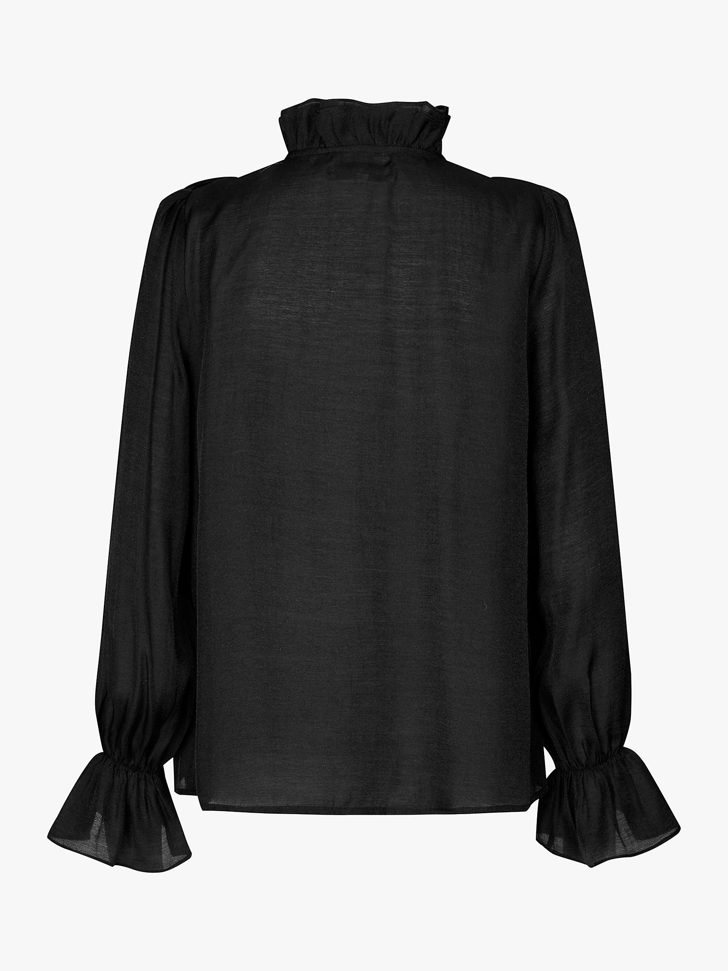 Buy Lollys Laundry Springs Ruffle Placket High Neck Blouse, Black Online at johnlewis.com