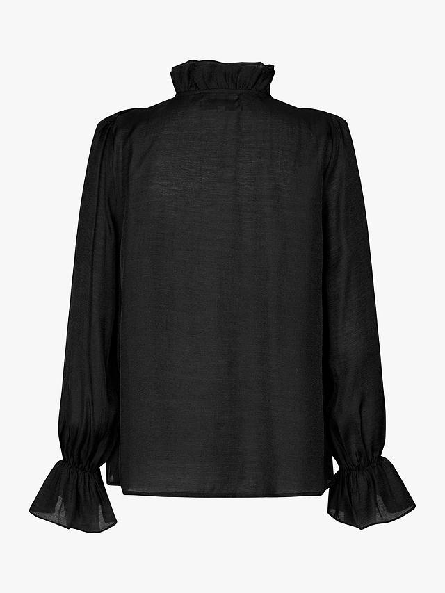 Lollys Laundry Springs Ruffle Placket High Neck Blouse, Black