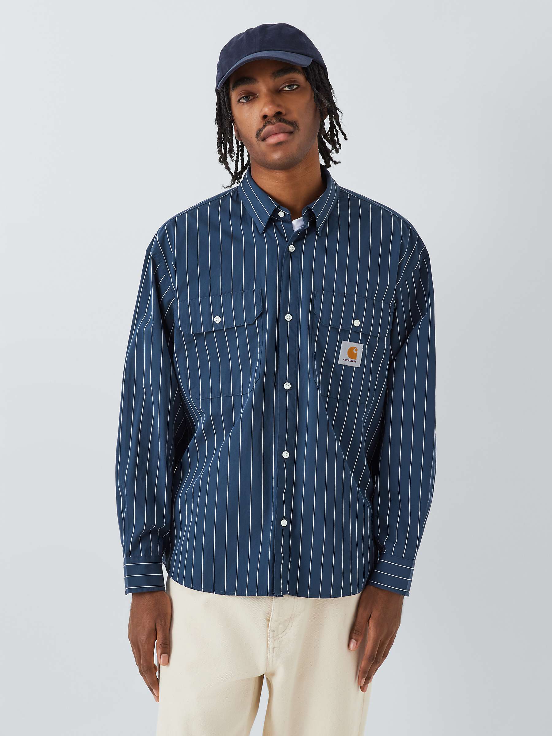 Buy Carhartt WIP Striped Cotton Poplin Shirt, Blue/White Online at johnlewis.com