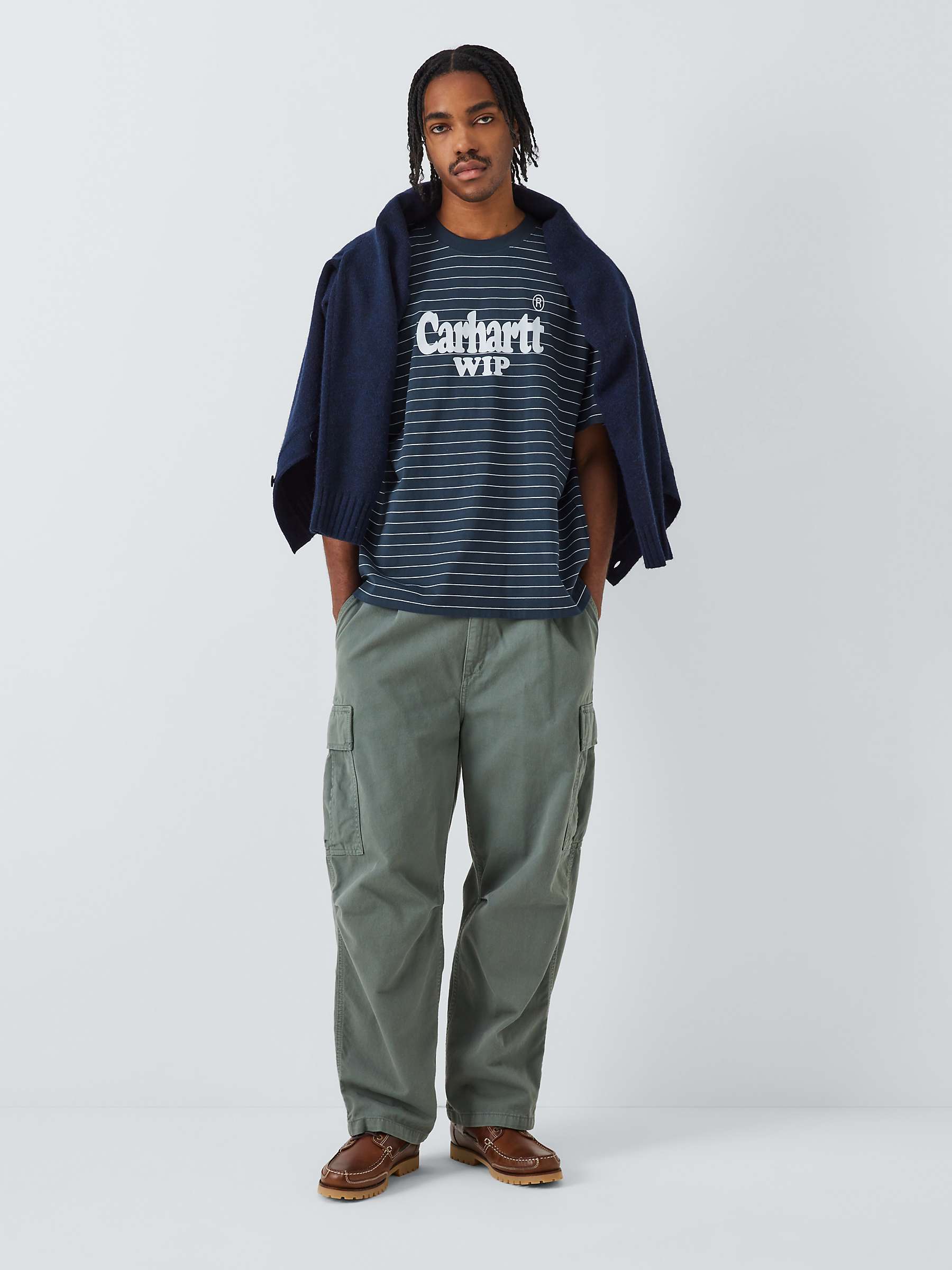 Buy Carhartt WIP Striped Cotton T-Shirt, Blue/White Online at johnlewis.com