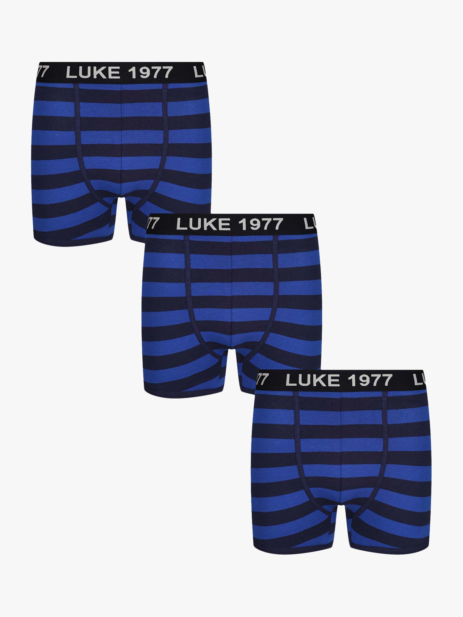 LUKE 1977 Niter Striped Cotton Blend Boxers, Pack of 3, Stripe Navy, XXL