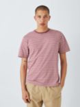 John Lewis ANYDAY Cotton Stripe Crew T-Shirt, Pink