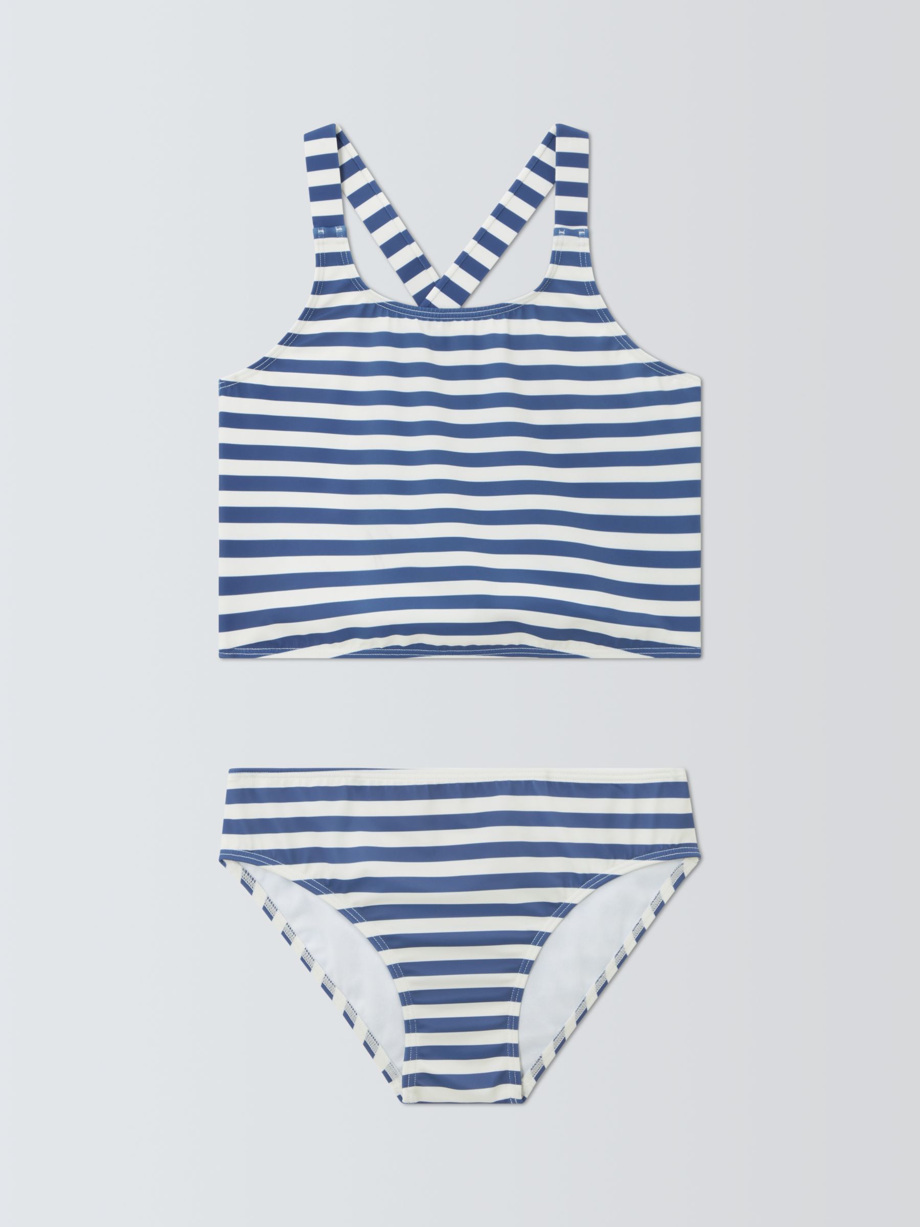 John Lewis Kids' Stripe Bikini Set, Navy/White, 9 years