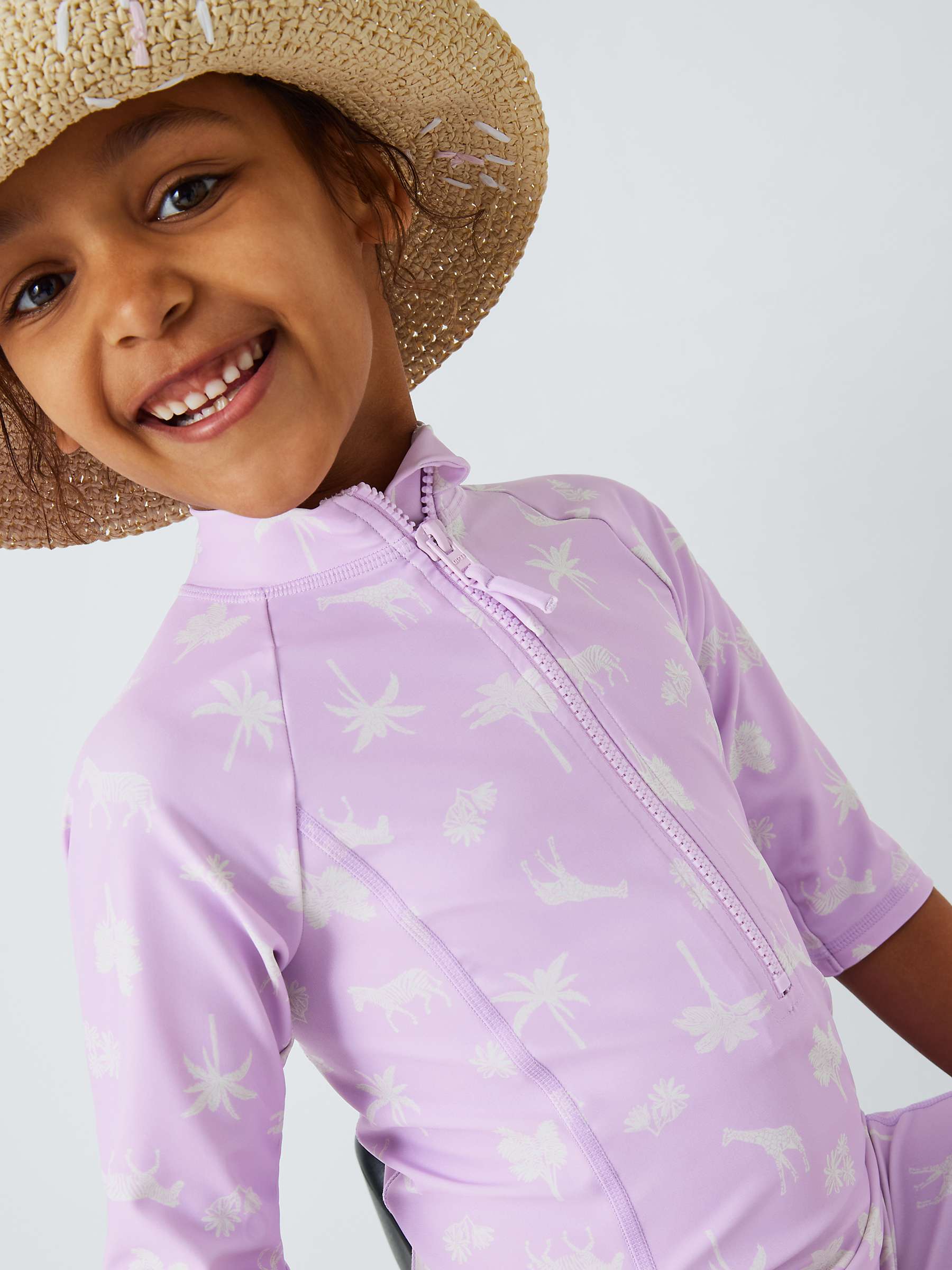 Buy John Lewis Kids' Safari Print Sunpro Swimsuit, Lilac Online at johnlewis.com