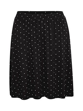 KAFFE Hazel Pola Dot Jersey Skirt, Deep Black