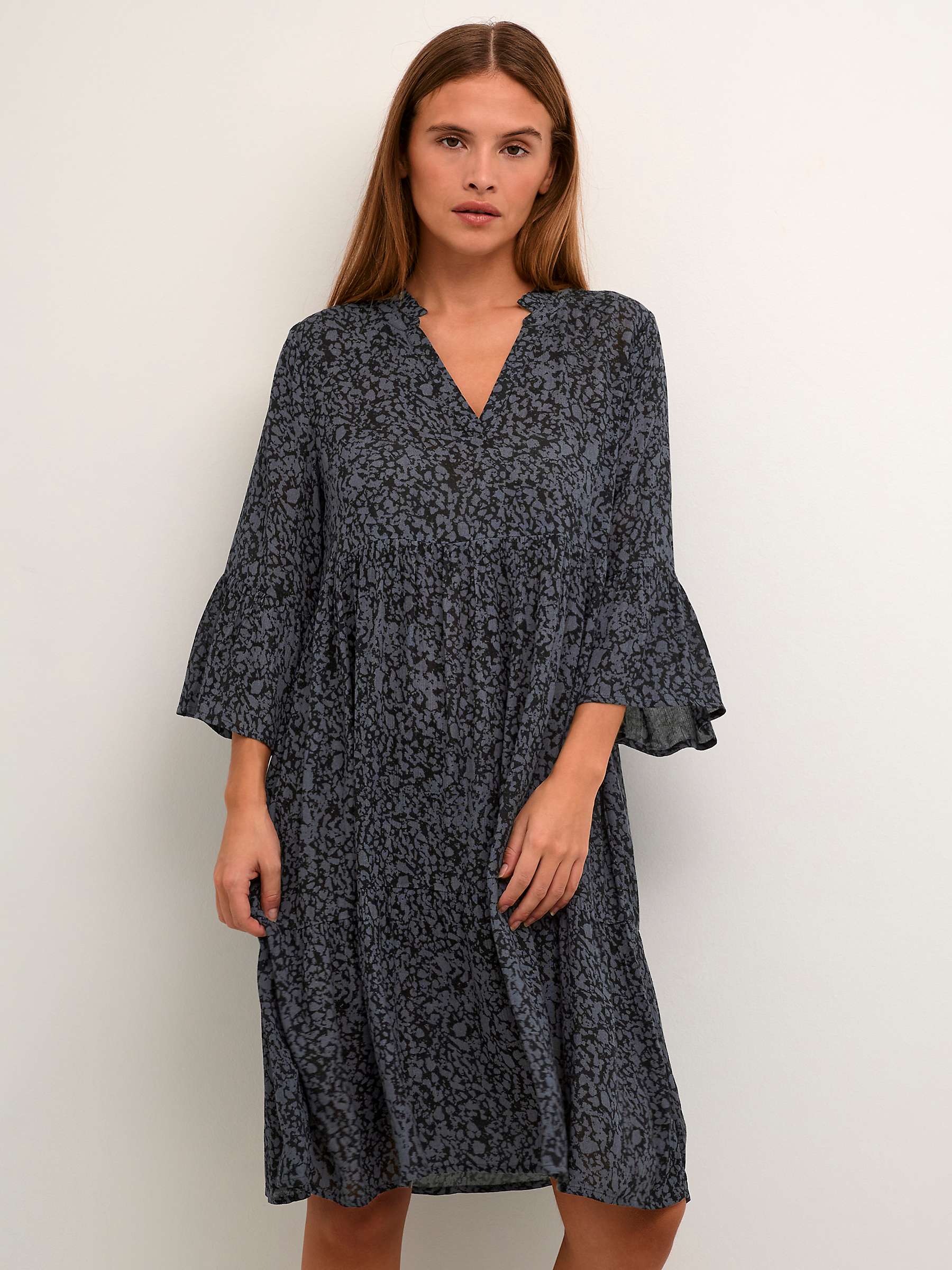 Buy KAFFE Edita Amber Tiered Dress, Black/Midnight Online at johnlewis.com